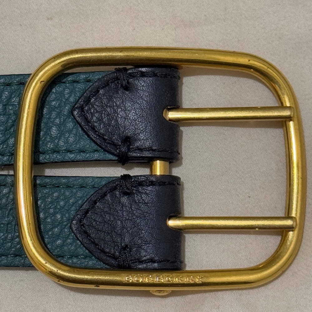 $740 Authentic Burberry Lynton Leather Double Strap Belt sz 90CM Italy